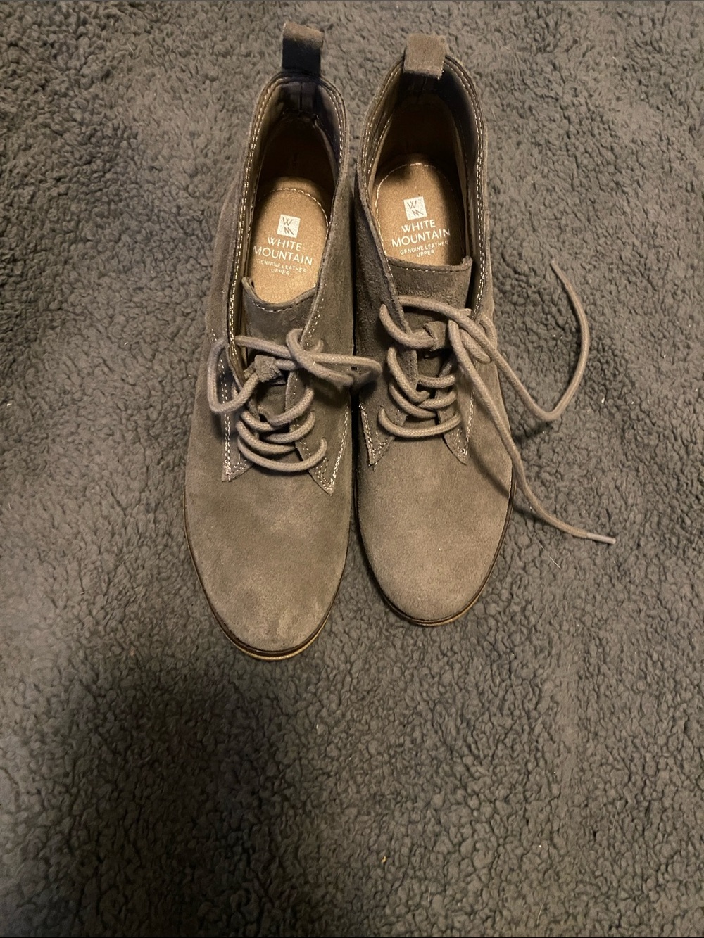 White Mountain Grey/Taupe Suede Heeled Ankle Boots